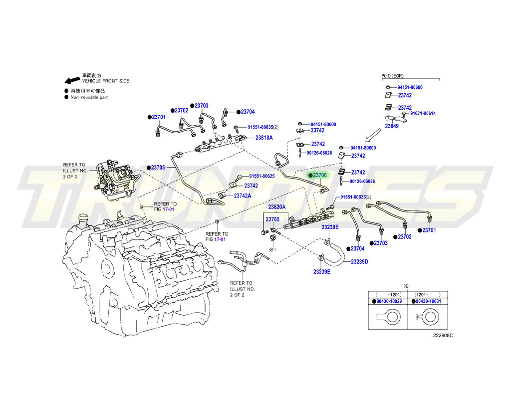 Genuine Injection Pipe (No.6) to suit Toyota 1VD Pre-DPF Engines