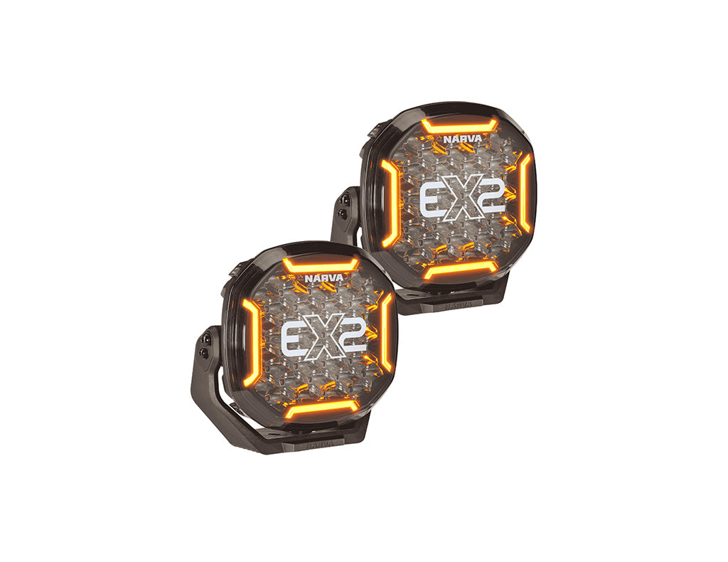 26237 | Narva Blackout 12/24V 9" EX2 Driving Light with Dual-Colour Front Position Lights (Pair)