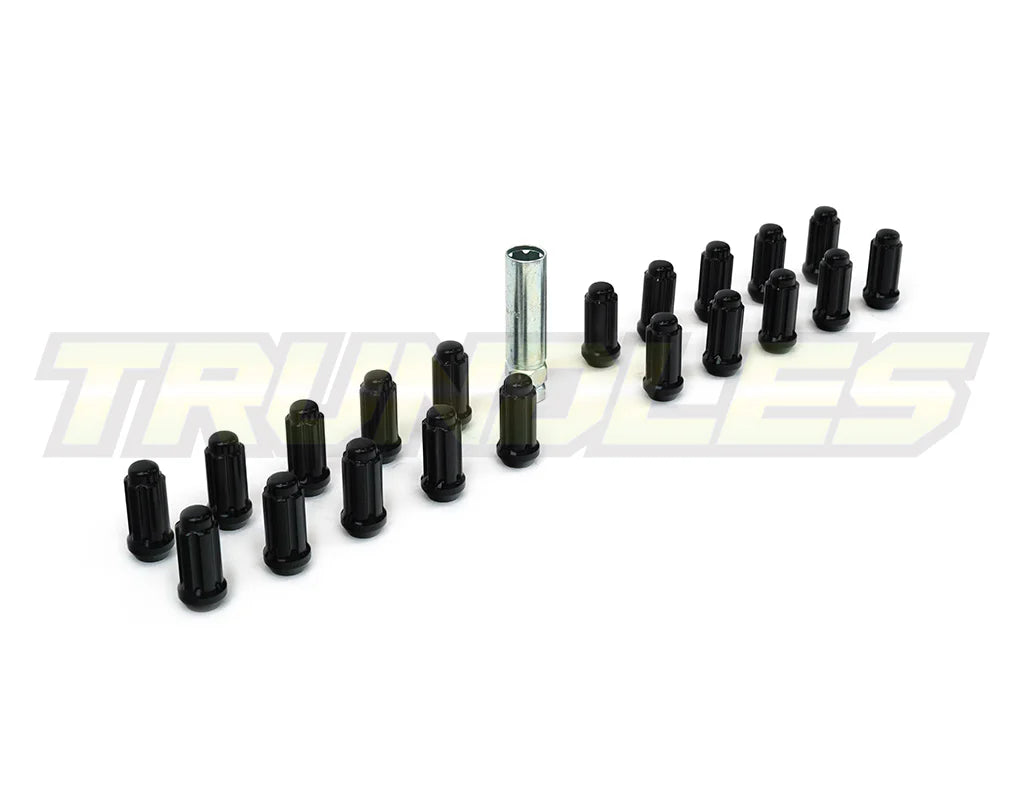 40382 | Wheel Nut Pack (20) - M14 x 1.5 Lug Nut - Spline Drive - BLACK