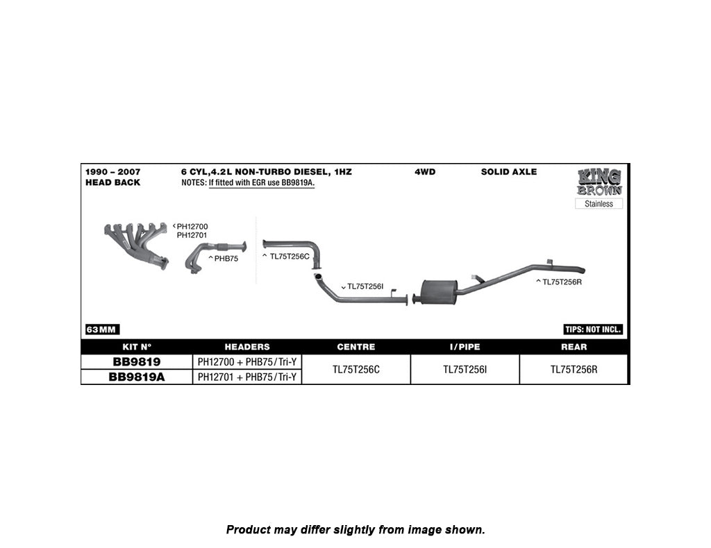 King Brown Exhaust System to suit Toyota Landcruiser 70 Series Narrow Nose 1HZ 1990-2007