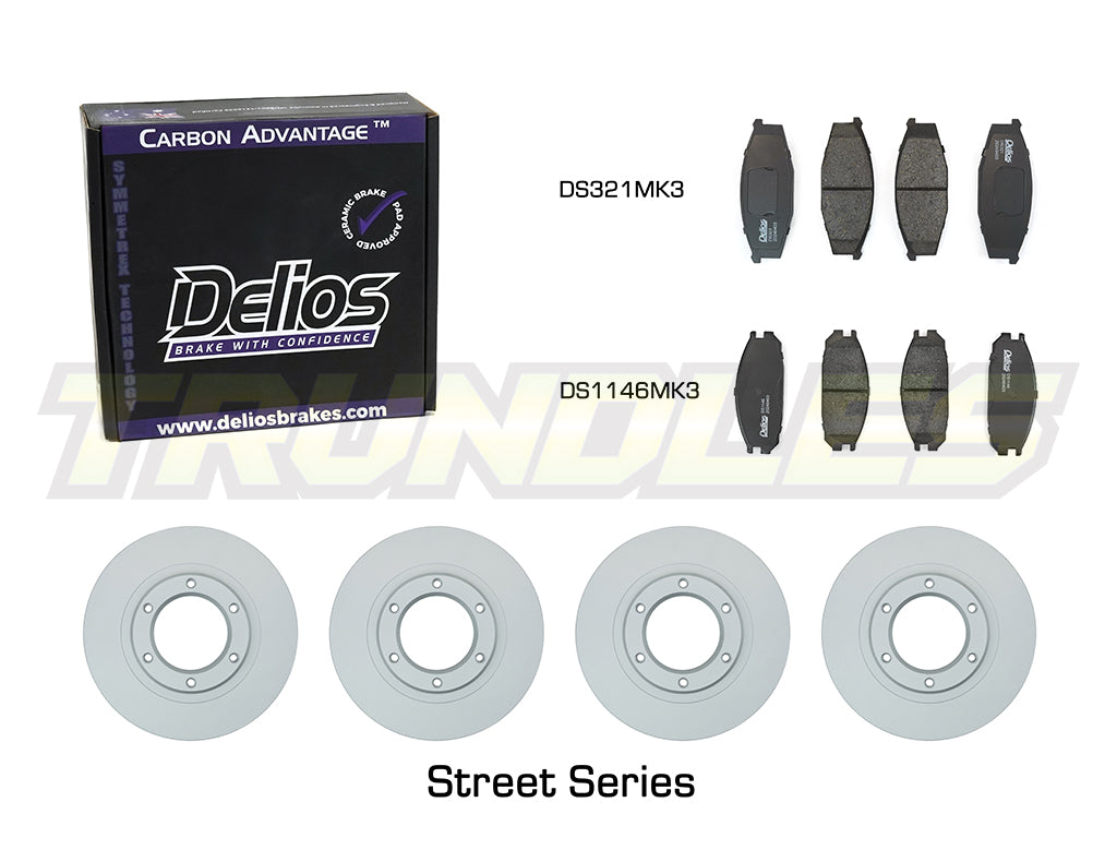 Delios Front & Rear Brake Upgrade Kit to suit Nissan Patrol GQ Y60 1987-1998