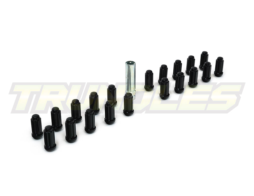 Wheel Nut Pack (20) - M14 x 1.5 Lug Nut - Spline Drive - BLACK