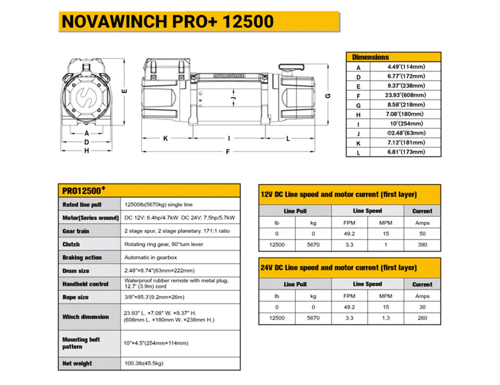 Novawinch Pro+ 12500LB Electric Winch