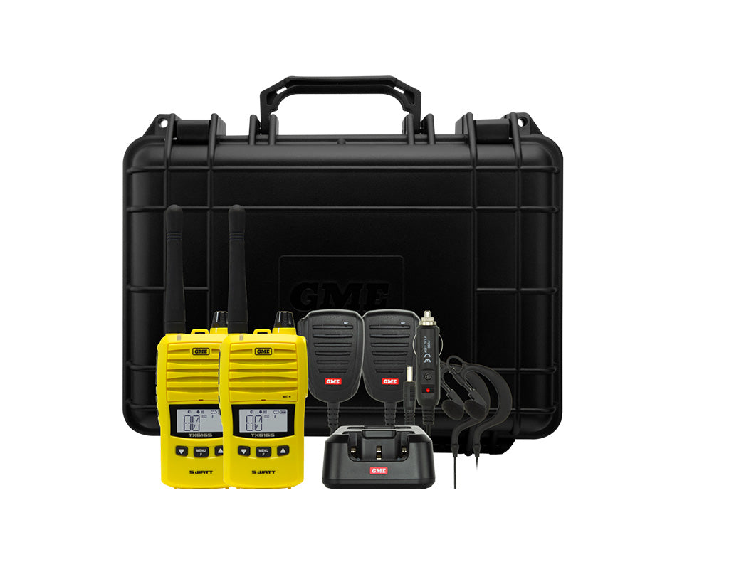 GME 5/1 Watt UHF CB Handheld Radio including Accessories - Twin Pack - Yellow