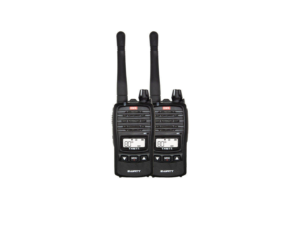 GME TX677TP 2 Watt UHF CB Handheld Radio - Twin Pack