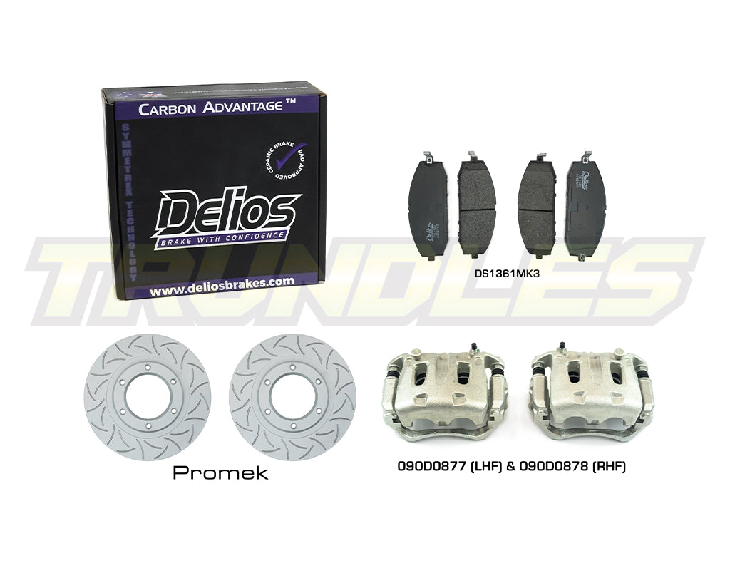 Delios Front Brakes & Calipers Conversion Kit to suit Nissan Patrol Y61 2001-2012 (Petrol TB48 Models)