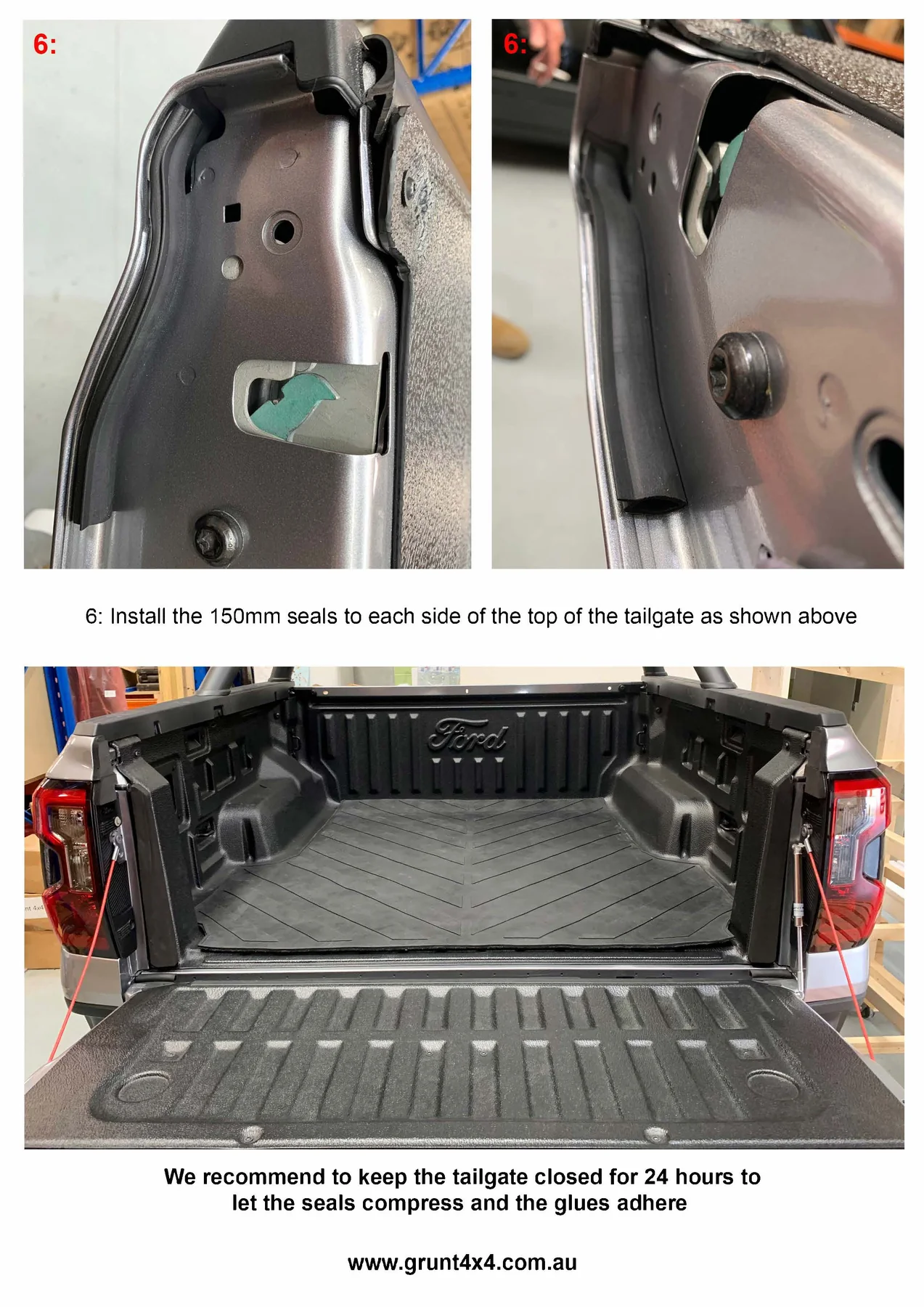 Grunt 4x4 Tailgate Seal Kit to suit Ford Ranger RA / Next Gen with Tub Liner 2022-Onwards