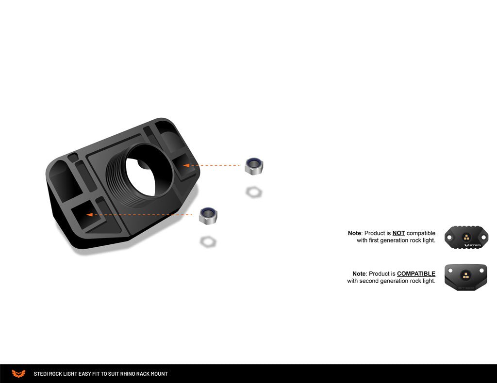STEDI Rock Light Easy Fit To Suit Rhino Rack