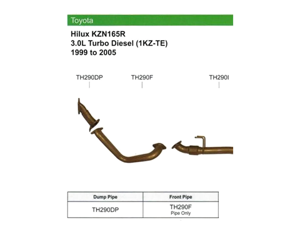 King Brown 3" Dump Pipe to suit Toyota Hilux Surf 1KZ-TE 1999-2005