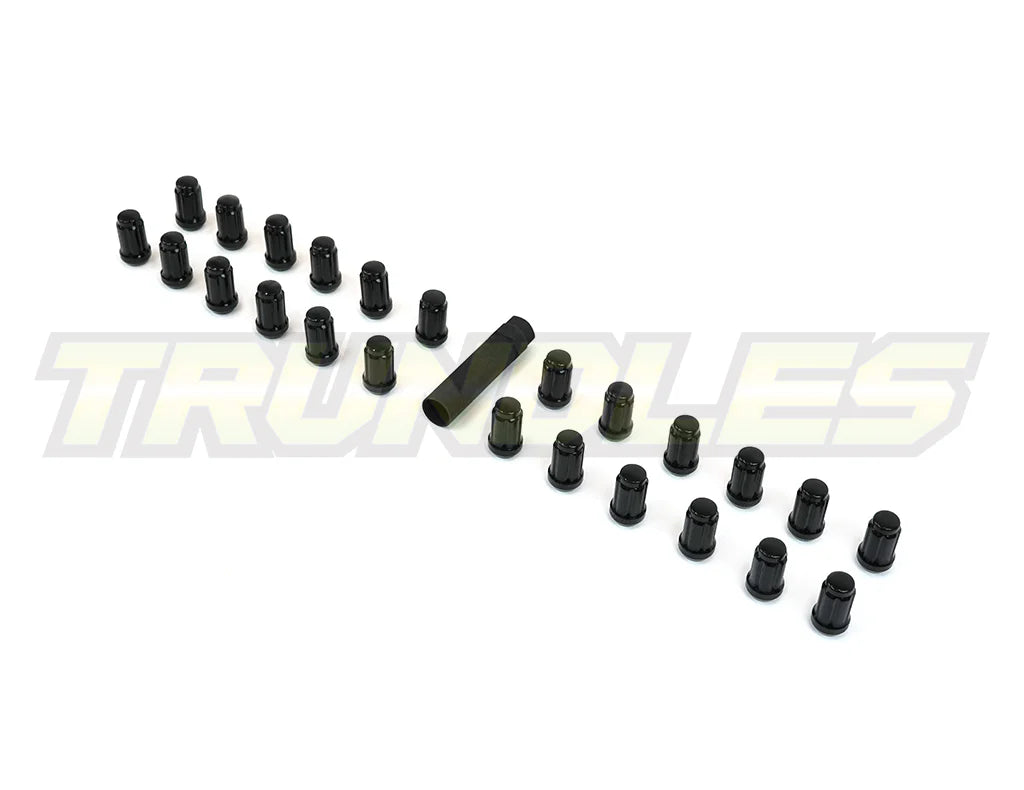 40384 | Wheel Nut Pack (24) - M12 x 1.25 Lug Nut - Spline Drive - BLACK