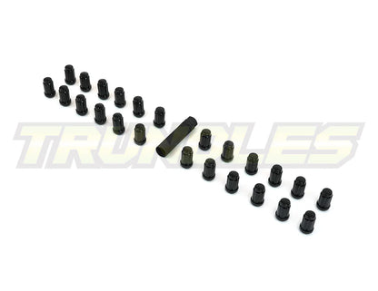 40384 | Wheel Nut Pack (24) - M12 x 1.25 Lug Nut - Spline Drive - BLACK