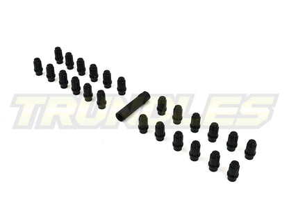 40387 | Wheel Nut Pack (24) - M12 x 1.5 Lug Nut - Long Shank - Spline Drive - BLACK