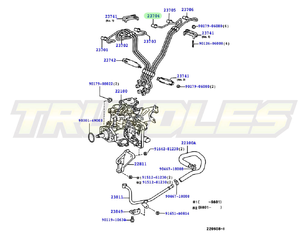 Genuine Injection Pipe (No.4) to suit 1HD-FT Toyota Landcruiser 80 Series 1995-1998