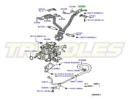 Genuine Injection Pipe (No.6) to suit 1HD-FT Toyota Landcruiser 80 Series 1995-1998