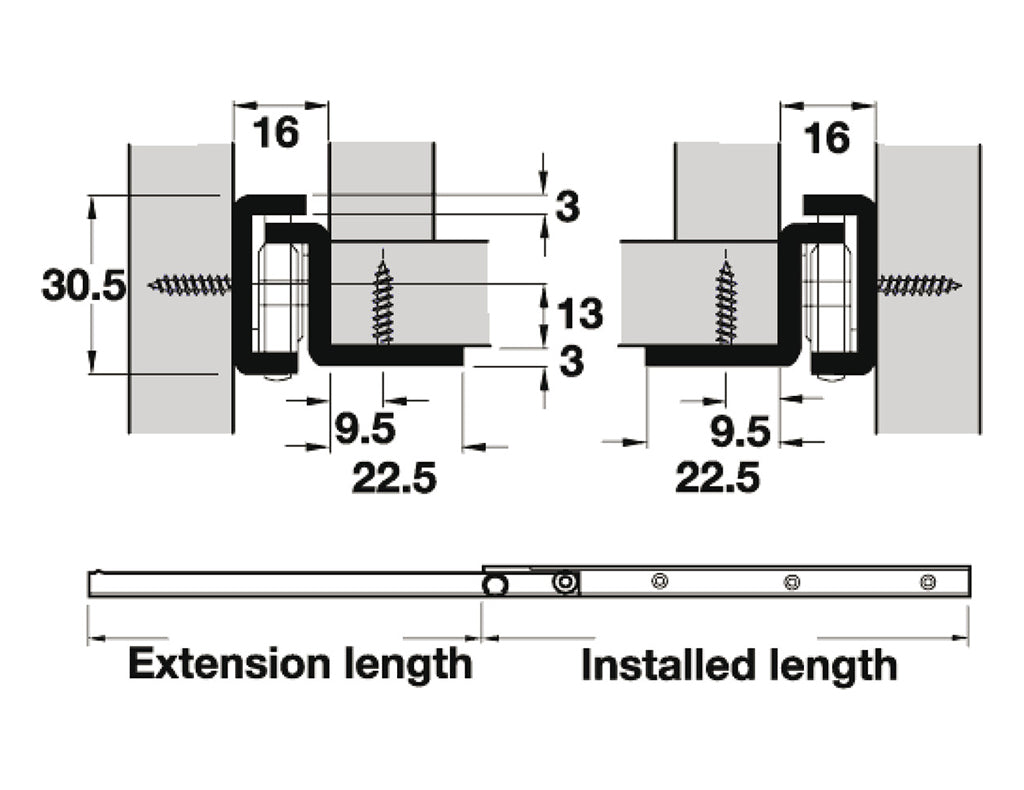 Single Extension 1 Meter Heavy Duty Steel Roller Runners