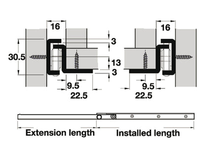 Single Extension 1 Meter Heavy Duty Steel Roller Runners