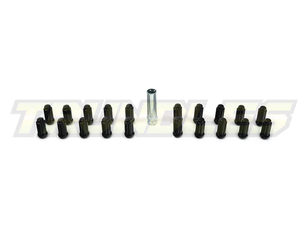 40382 | Wheel Nut Pack (20) - M14 x 1.5 Lug Nut - Spline Drive - BLACK