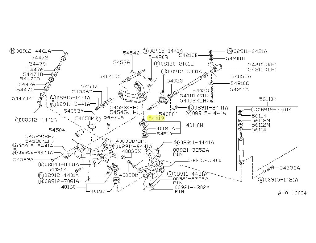 Genuine Front Lower Control Arm Shaft Pin Kit to suit Nissan Navara D21/D22 1986-2015