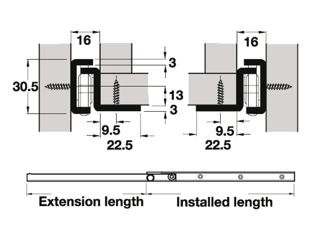 Single Extension 1 Meter Heavy Duty Steel Roller Runners