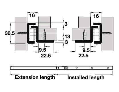 Single Extension 1 Meter Heavy Duty Steel Roller Runners