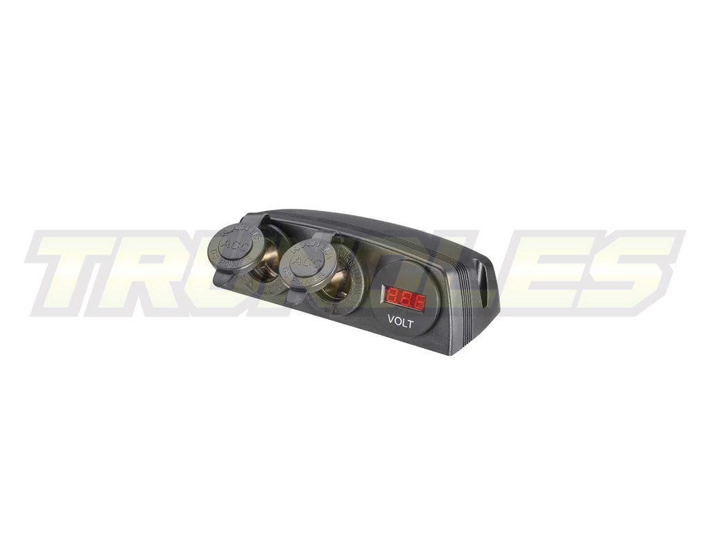 Narva Heavy-Duty Twin Surface Mount Accessory Sockets and 12/24V DC LED Volt Meter