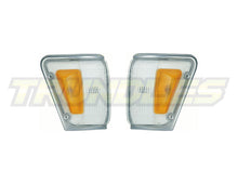 Amber/Clear Corner Lamps with Chrome/Grey Trim to suit Toyota Hilux 4WD 1989-1991