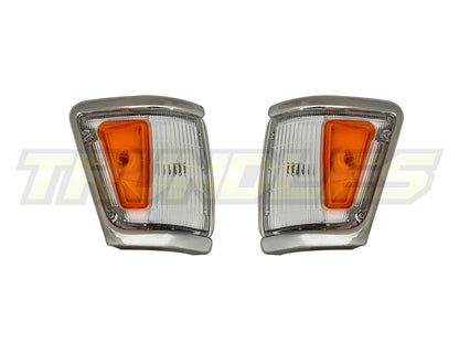 Amber/Clear Corner Lamps with Chrome/Grey Trim to suit Toyota Hilux 4WD 1992-1997