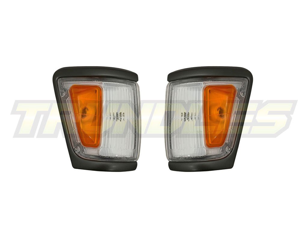 Amber/Clear Corner Lamps with Chrome/Grey Trim to suit Toyota Hilux 4WD 1992-1997