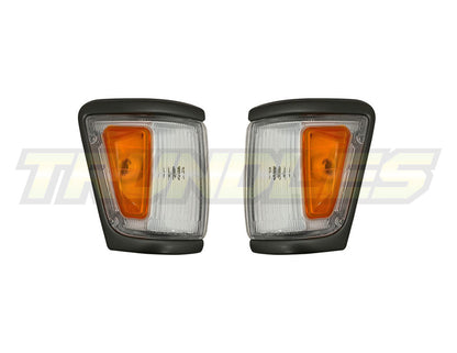 Amber/Clear Corner Lamps with Chrome/Grey Trim to suit Toyota Hilux 4WD 1992-1997