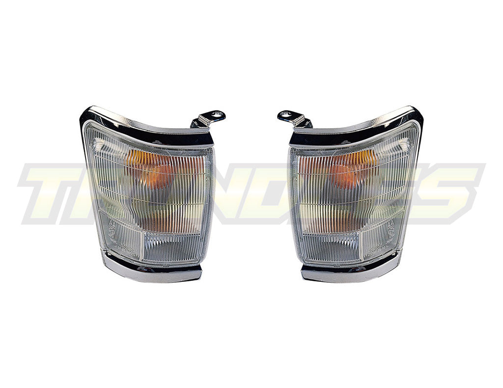Corner Lamps with Chrome/Silver Trim to suit Toyota Hilux 2WD/4WD 1999-2001