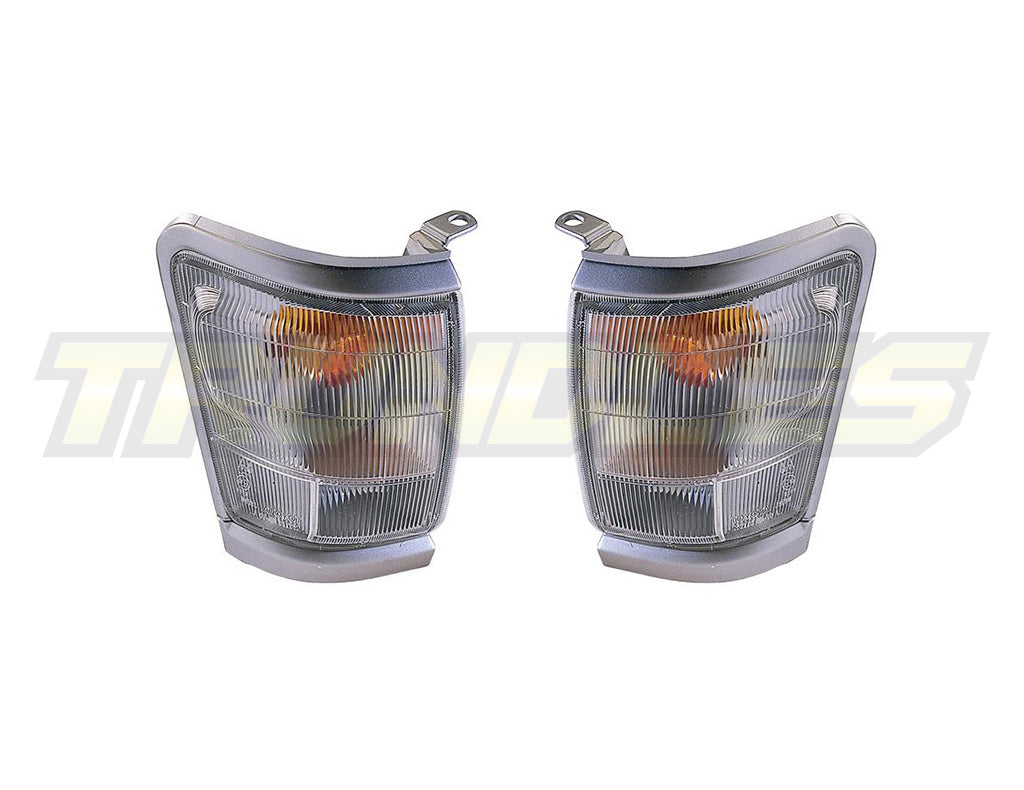 Corner Lamps with Chrome/Silver Trim to suit Toyota Hilux 2WD/4WD 1999-2001