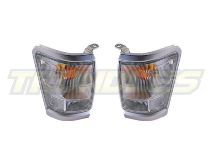 Corner Lamps with Chrome/Silver Trim to suit Toyota Hilux 2WD/4WD 1999-2001