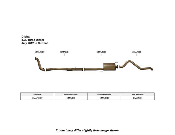 King Brown Exhaust System to suit Isuzu D-Max D/C Ute 3.0L T/D 2012-2016