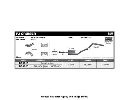 King Brown Exhaust System to suit Toyota FJ Cruiser 4.0L V6 PET 2010-2022 (Cat Back)
