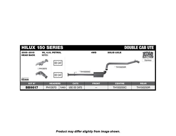 King Brown Exhaust System to suit Toyota Hilux N70 4.0L V6 2005-2015