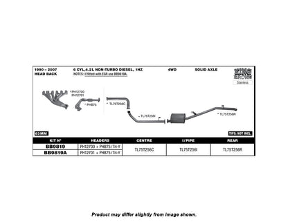 King Brown Exhaust System to suit Toyota Landcruiser 70 Series Narrow Nose 1HZ 1990-2007
