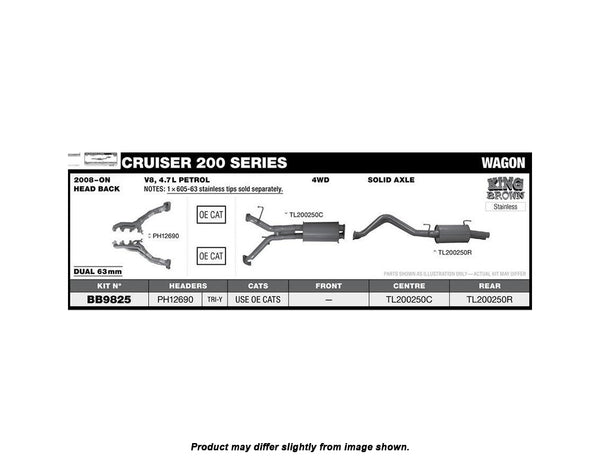 King Brown Exhaust System to suit Toyota Landcruiser 200 Series V8 4.7 Petrol 2008-2022