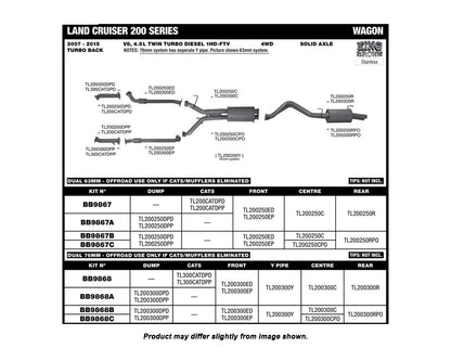 King Brown Exhaust System to suit Toyota Landcruiser 200 Series V8 4.5L (No Cat) 2007-2015