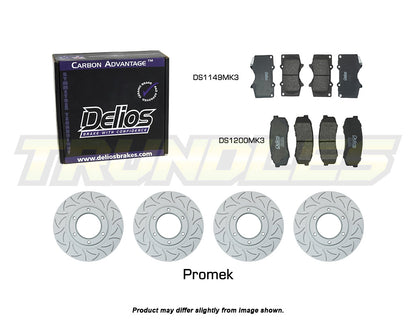 Delios Front & Rear Brake Upgrade Kit to suit Toyota Landcruiser Prado KZJ78 1987-1996