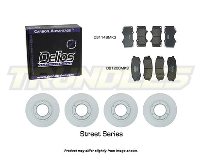 Delios Front & Rear Brake Upgrade Kit to suit Toyota Landcruiser Prado KZJ78 1987-1996