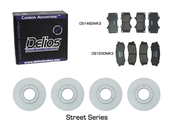 Delios Front & Rear Brake Upgrade Kit to suit Toyota Landcruiser Prado 120 Series 03-09