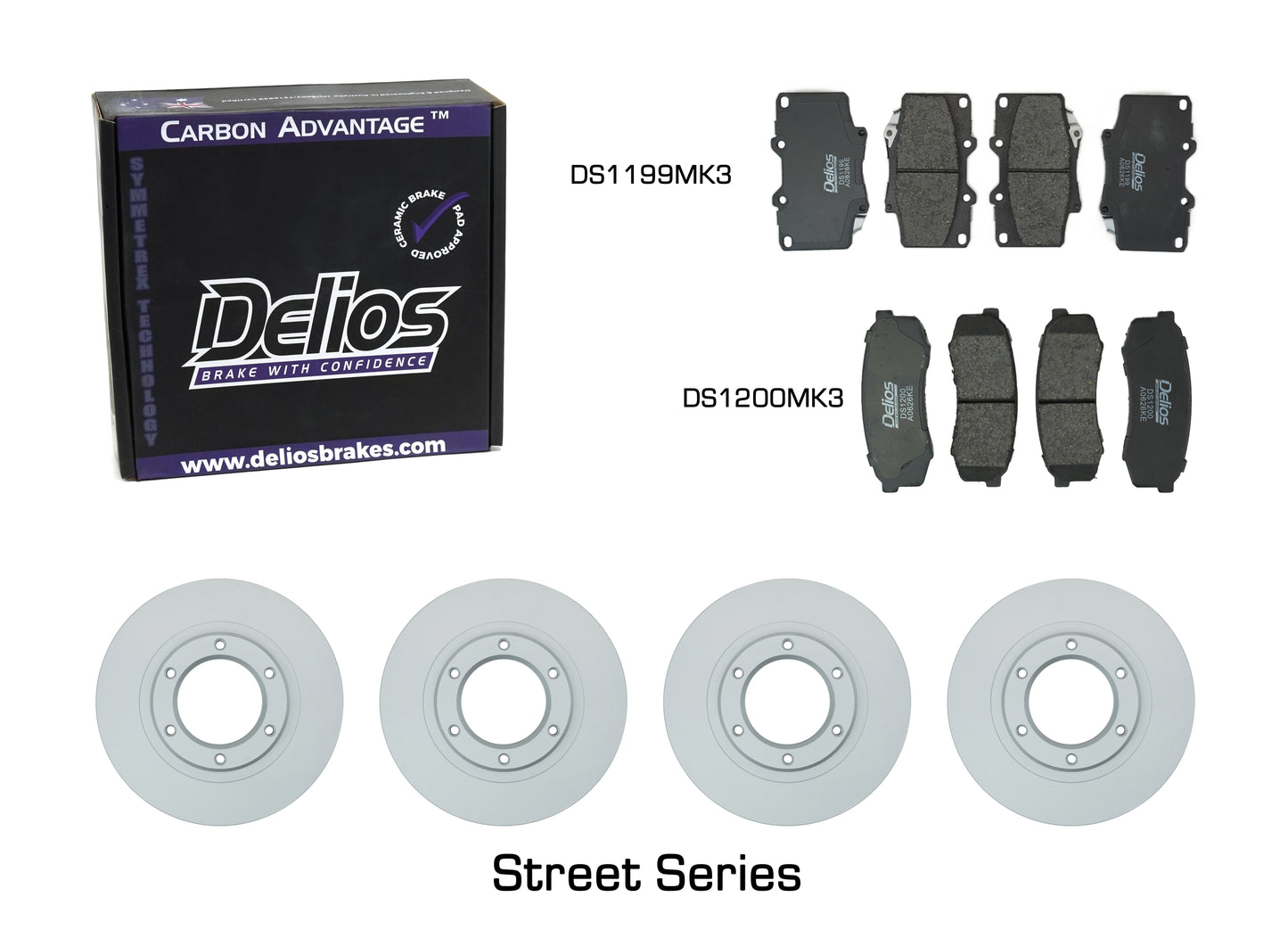 Delios Front & Rear Brake Upgrade Kit to suit Toyota Landcruiser Prado 90 Series 1996-2003 (PAIR)