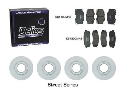 Delios Front & Rear Brake Upgrade Kit to suit Toyota Landcruiser Prado 90 Series 1996-2003 (PAIR)