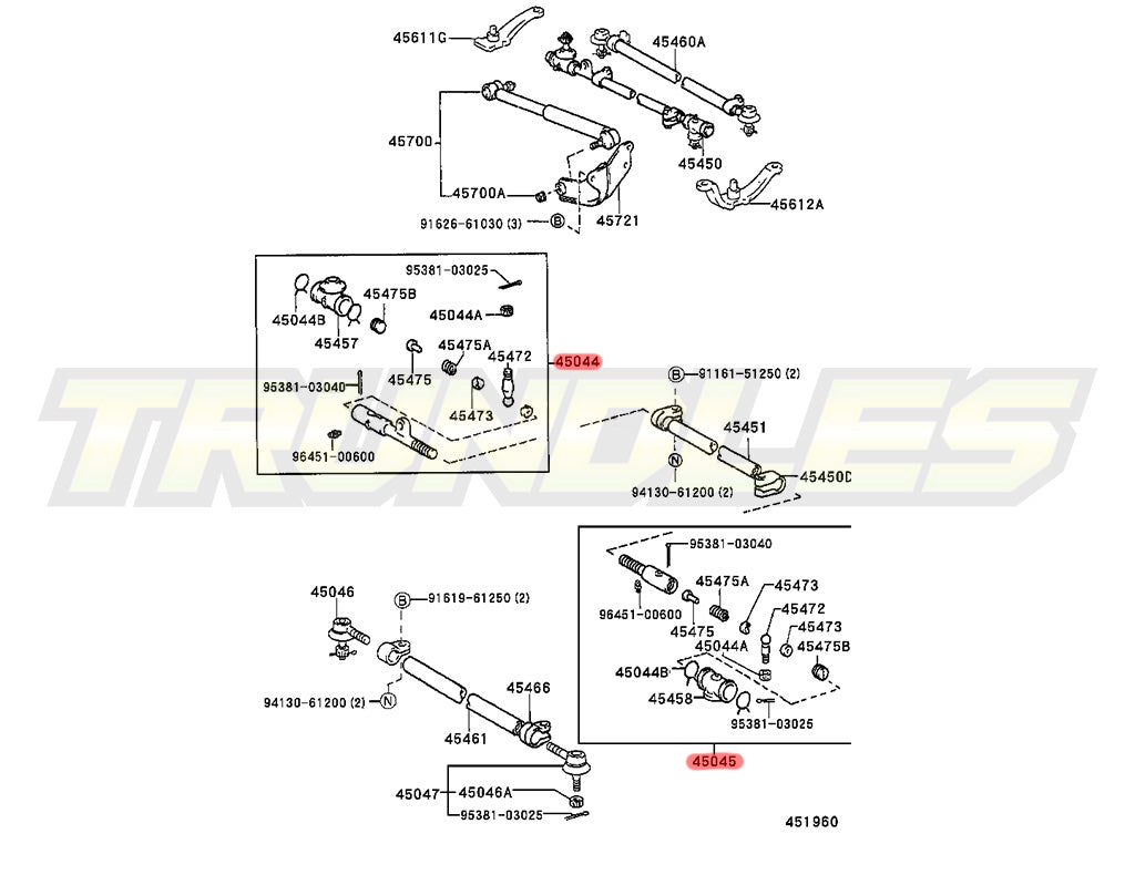 Inner & Outer Track Rod End Kit to suit Toyota Land Cruiser Models 1999-Onwards