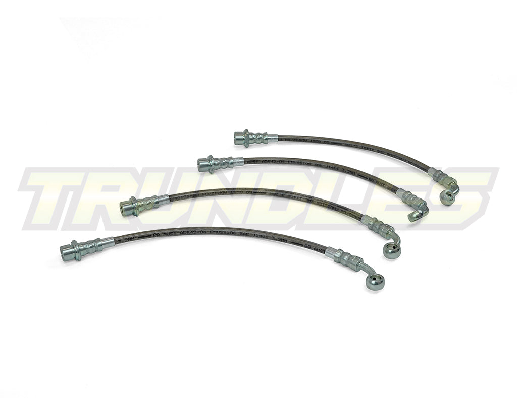 Front & Rear Extended Braided Brake Hoses (ABS) to suit Toyota Landcruiser 70 Series 1999-Onwards