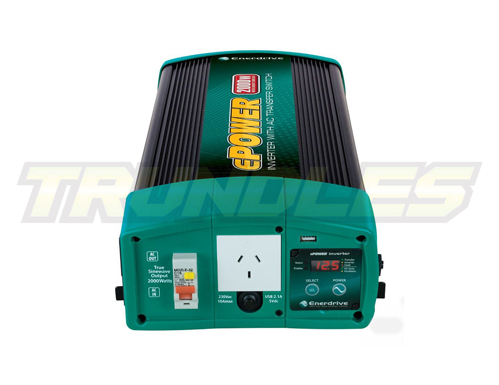 Enerdrive ePOWER 12V 2000W True Sine Wave Inverter with AC Transfer & Safety Switch