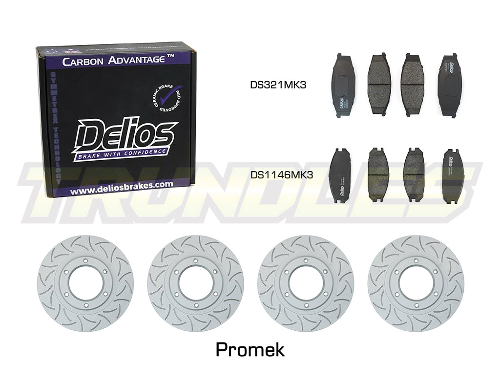 Delios Front & Rear Brake Upgrade Kit to suit Nissan Patrol GQ Y60 87