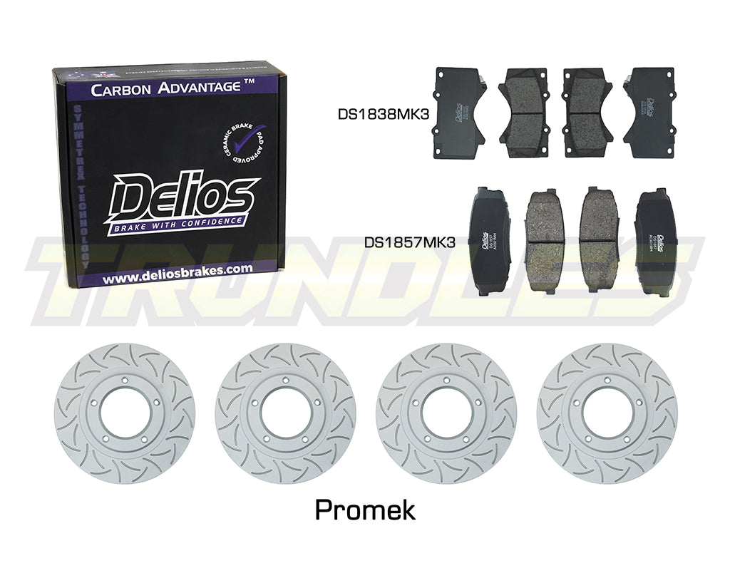 Delios Front & Rear Brake Upgrade Kit to suit Toyota Landcruiser 200 Series 2007-2015