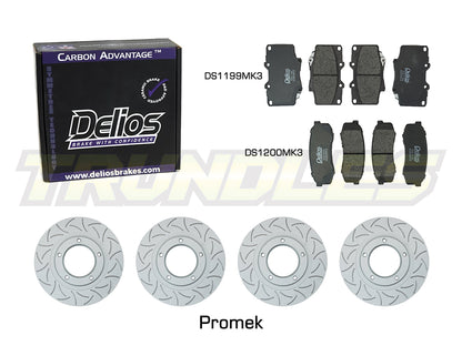 Delios Front & Rear Brake Upgrade Kit to suit Toyota Landcruiser 80 Series 1990-1998