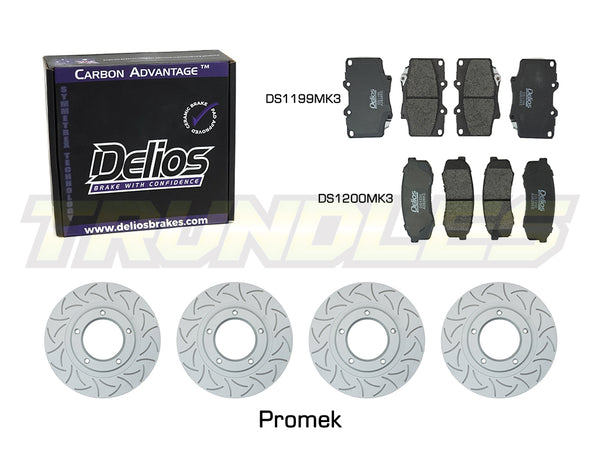 Delios Front & Rear Brake Upgrade Kit to suit Toyota Landcruiser 80 Series 1990-1992